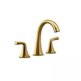 KOHLER Sundae 8 in. Widespread Double Handles Bathroom Faucet in Vibrant Brushed Moderne Brass K-... | The Home Depot