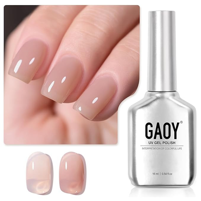 GAOY Jelly Nude Gel Nail Polish, 16ml Sheer Light Brown Translucent Soak Off Gel Polish, UV Light... | Amazon (US)