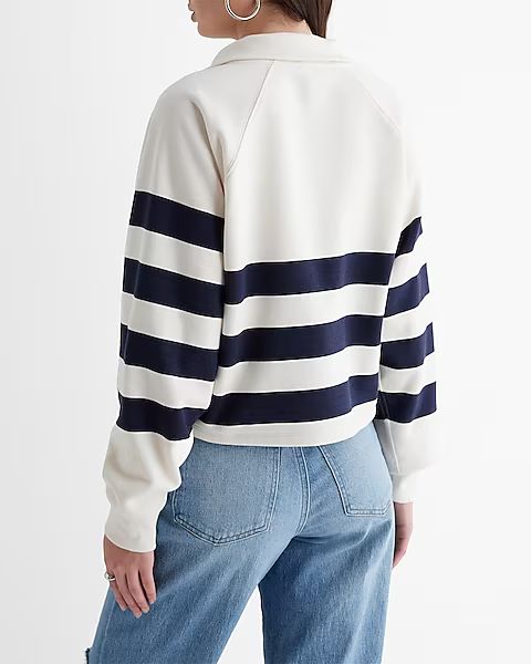 Striped Quarter Zip Boxy Sweatshirt | Express (Pmt Risk)
