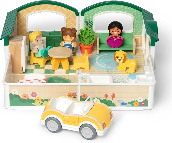 Melissa & Doug Cheery Lane Modular Play House, Toy Figures, & Car Play Set | Amazon (US)