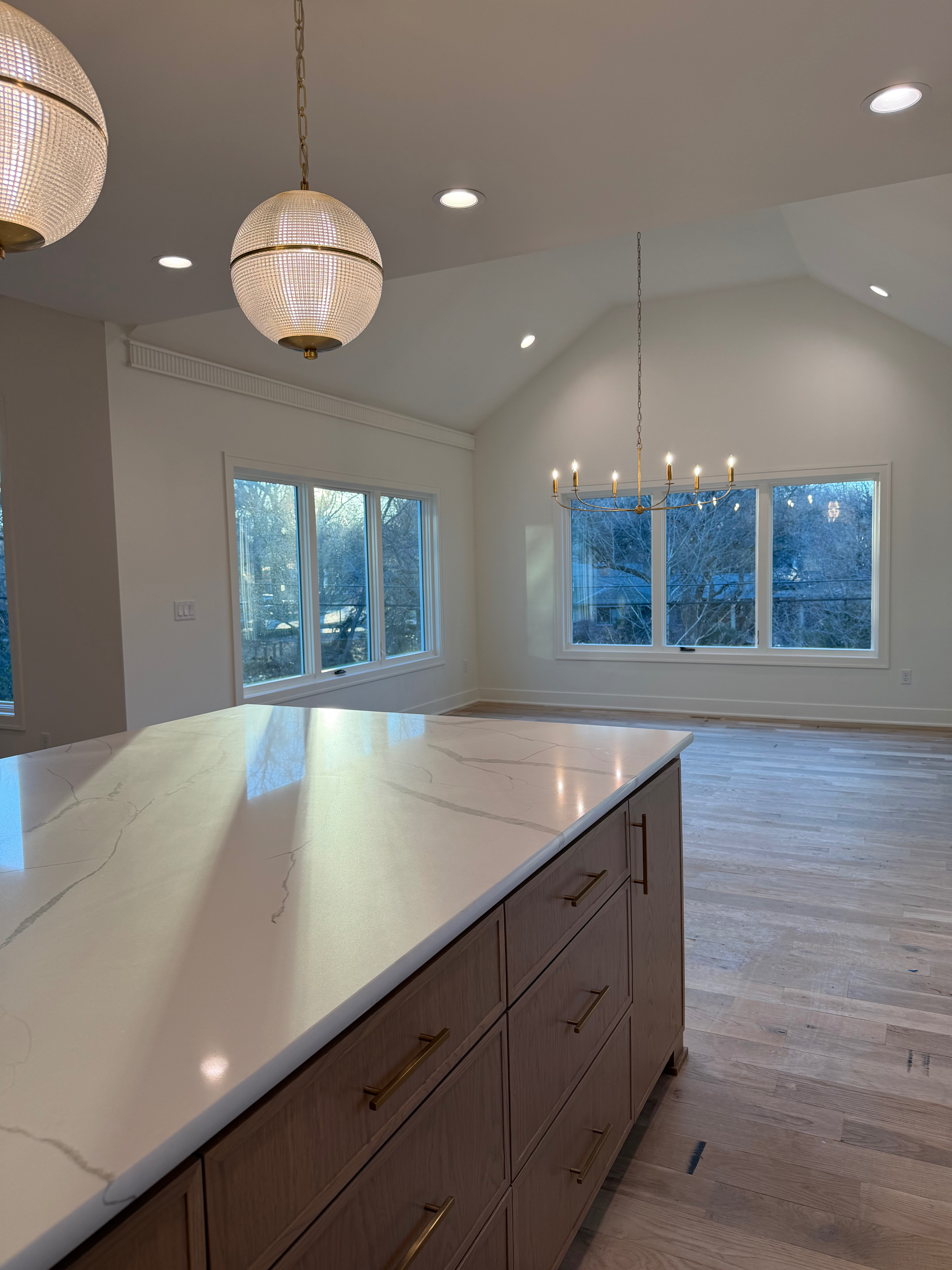 Luxury new build lighting for kitchen/dining in gold tones. Love!  

 #LTKHome