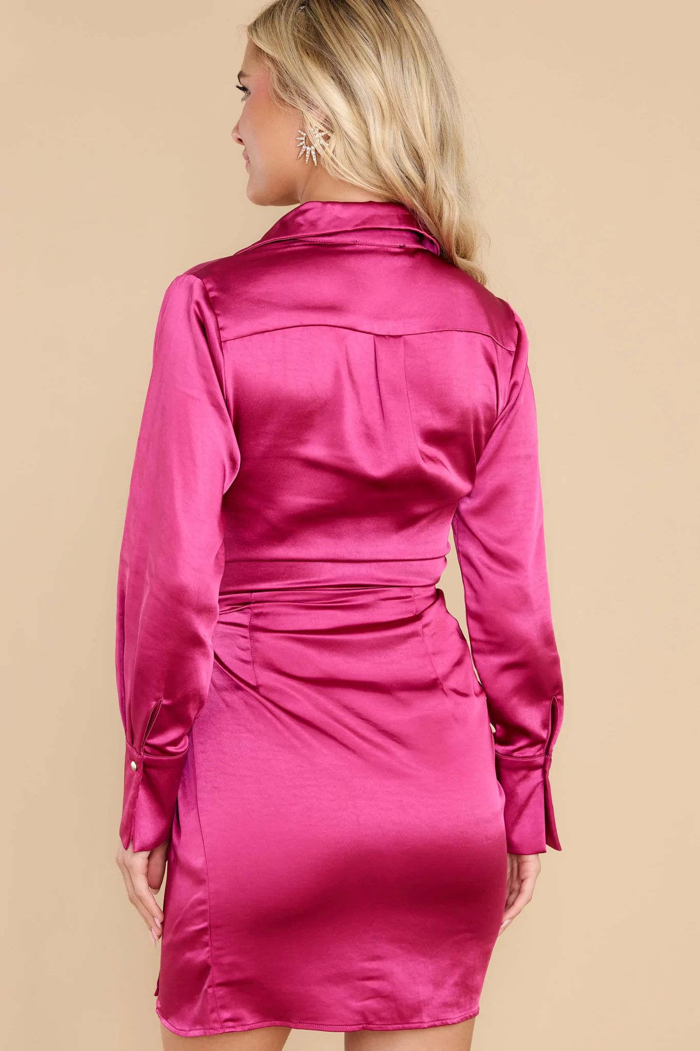 Tailored For Me Fuchsia Pink Satin Dress | Red Dress 