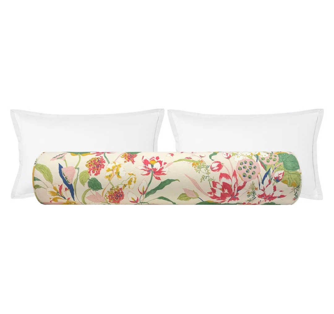 The Bolster : Waterlily // Blush | Bed Decor | Floral Print | Chinoiserie Floral | - Etsy | Etsy (Global)