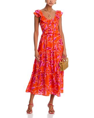 AQUA Leaf Ruffle Dress - Exclusive   | Bloomingdale's Women | Bloomingdale's (US)