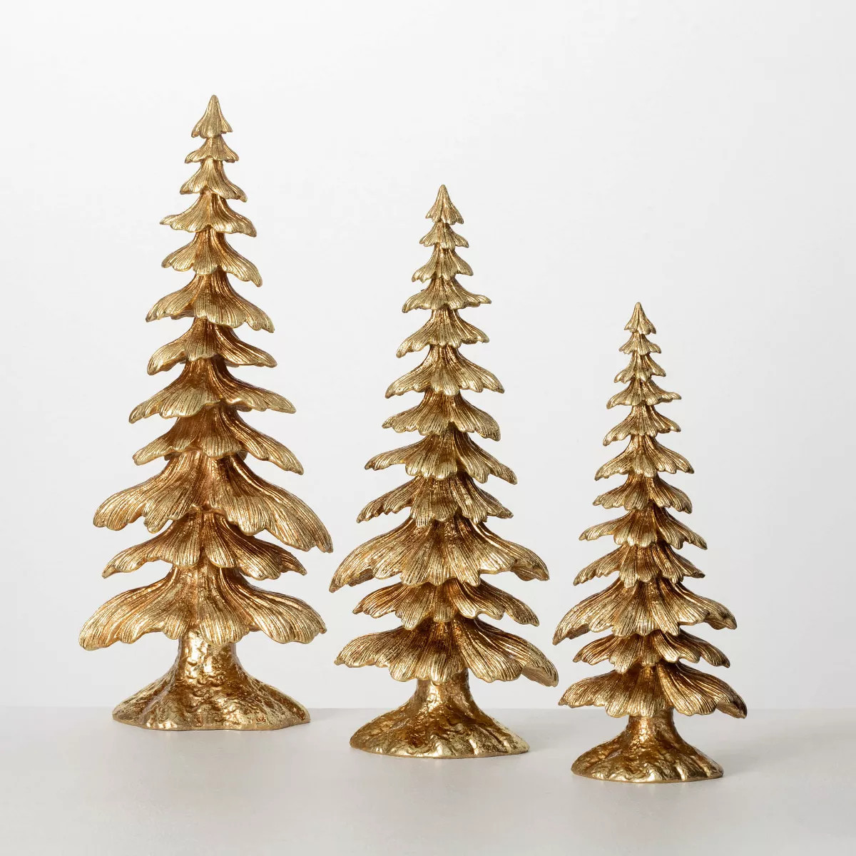 14"H  17.25"H & 20"H Sullivans Christmas Ornate Gold Tabletop Tree Set of 3  Gold | Target