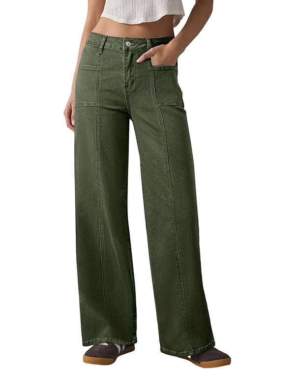 Sidefeel Womens Wide Leg Jeans High Waisted Stretchy Straight Leg Baggy Denim Pants | Amazon (US)