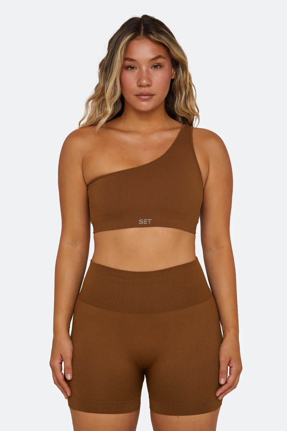 SCULPTFLEX® RIBBED ONE SHOULDER BRA - LITTLE HAVANA | SET Active