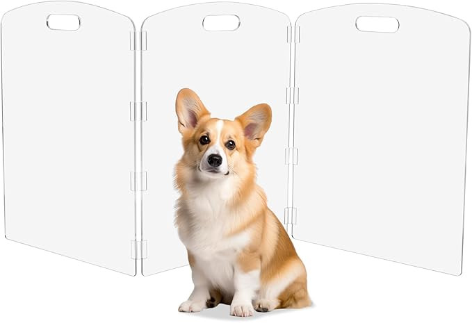 Modern Frame Clear Acrylic Freestanding Pet Gate - 24" High Folding 3-Panel Dog Barrier for Doorw... | Amazon (US)