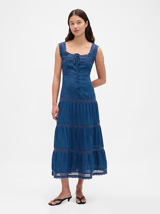 Lace-Trim Tiered Maxi Dress | Gap (US)