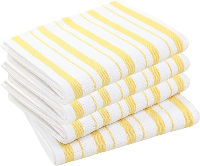 COTTON CRAFT Oversized Kitchen Towels -4 Pack 100% Cotton Basketweave Tea Dish Towels - Absorbent... | Amazon (US)