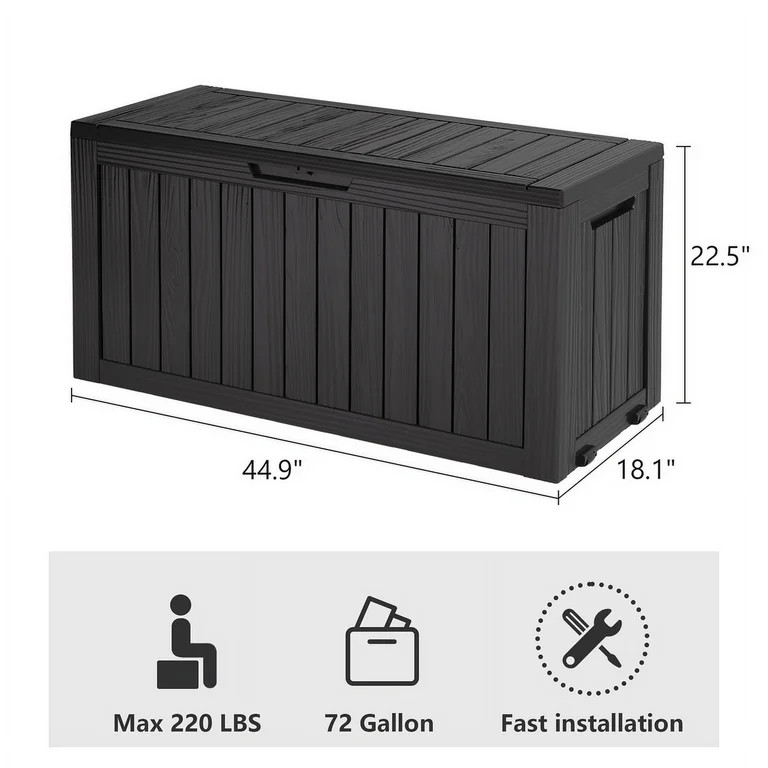 Bifanuo 75 Gallon Deck Box Lockable Resin Outdoor Storage Box waterproof Outdoor Container for Pa... | Walmart (US)