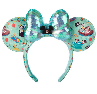 Disney Mickey Mouse Friends PLAY in the PARK Sequin Aqua MINNIE EARS Headband | eBay US