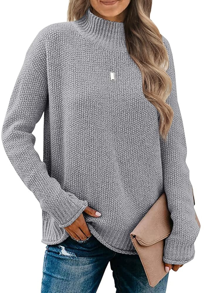 MEROKEETY Women's Turtleneck Long Sleeve Sweater 2025 Fall Cozy Knit Loose Casual Trendy Pullover... | Amazon (US)