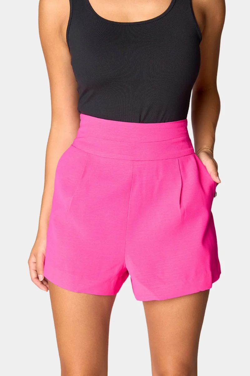 Renzo High-Waisted Shorts - Azalea | BuddyLove