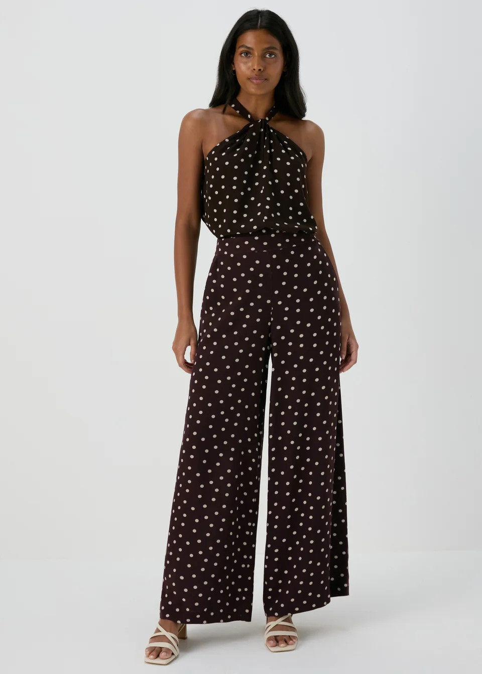 Et Vous Brown Spot Print Wide Leg Co Ord Trousers | Matalan (UK)