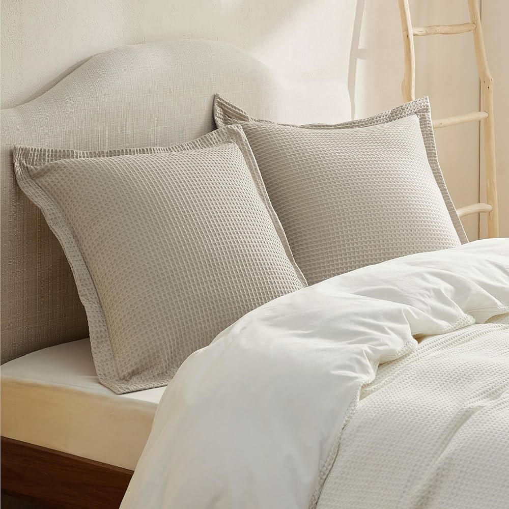 Bedsure Euro Sham Pillow Covers - 100% Cotton Waffle Weave Pillow Shams 2 Pack, Ultra Soft and Co... | Amazon (US)