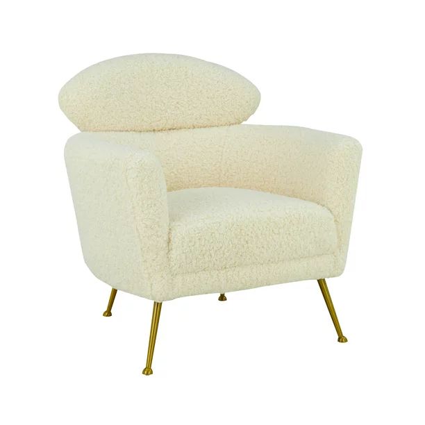TOV Furniture Welsh Faux Shearling Cream Chair With Gold Legs | Walmart (US)