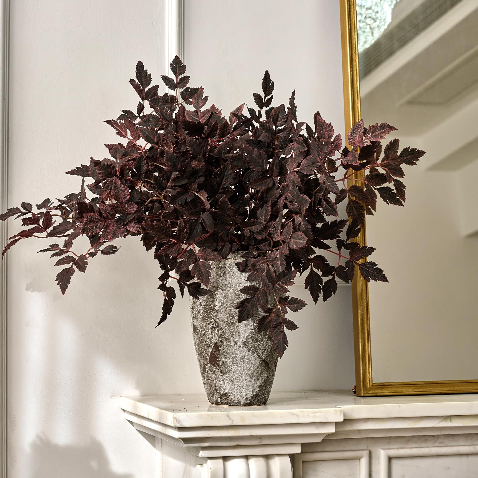 4 Pack 33in Artificial Cimicifuga Plant Leaf Spray,Faux Plum Purple Cimicifuga Leaf Bundles,Fall ... | Amazon (US)