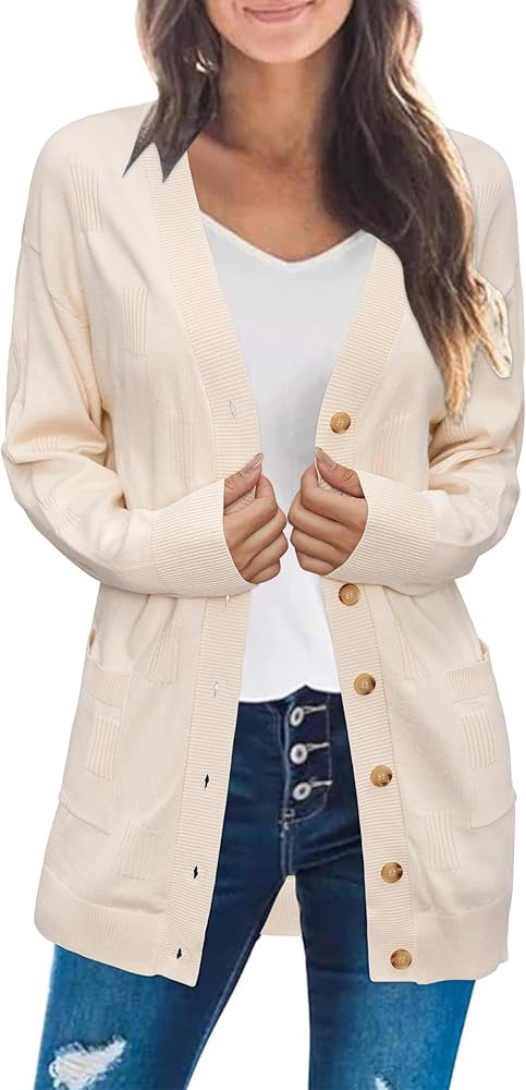 Arach&Cloz Women's 2024 Open Front Long Cardigan Sweaters with Pocket Fall Fashion Button Down Wi... | Amazon (US)