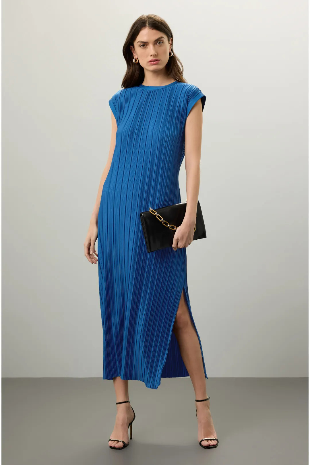Atlein x RTR Navy Plisse Midi Dress | Rent the Runway