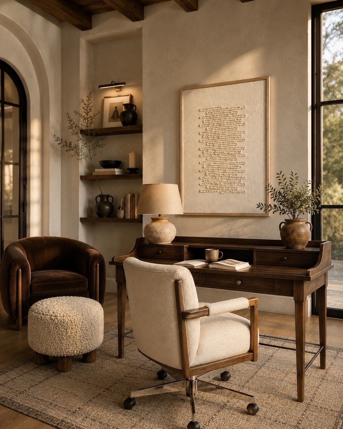 A home office that is cozy, textured, and airy! All of these pieces are from Wayfair and create a curated space that feels practical, intentional, and beautiful.

#LTKHome #LTKSaleAlert