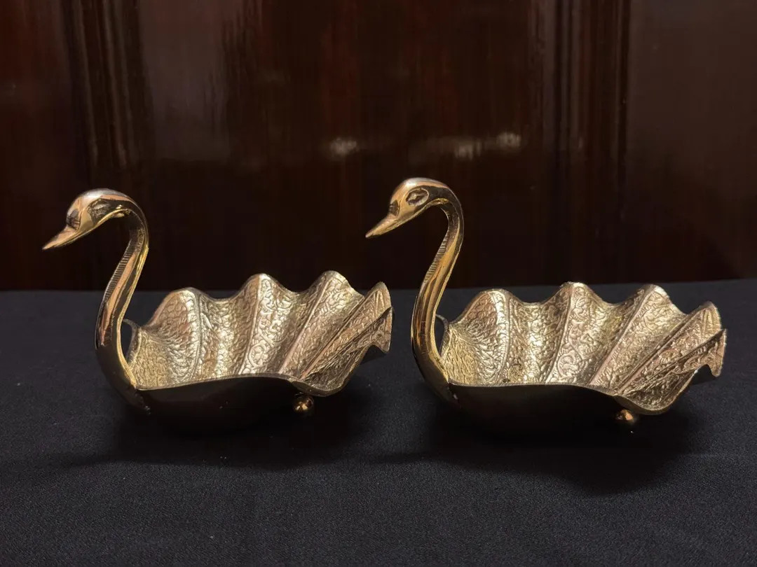 Pair of Brass Swan Bowls | Hand-carved Decorative Pair, Multi-use Centerpiece & Utility Dish - Et... | Etsy (US)