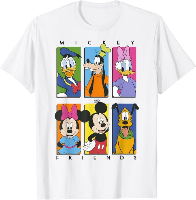 Disney Mickey And Friends Group Shot Panels T-Shirt | Amazon (US)