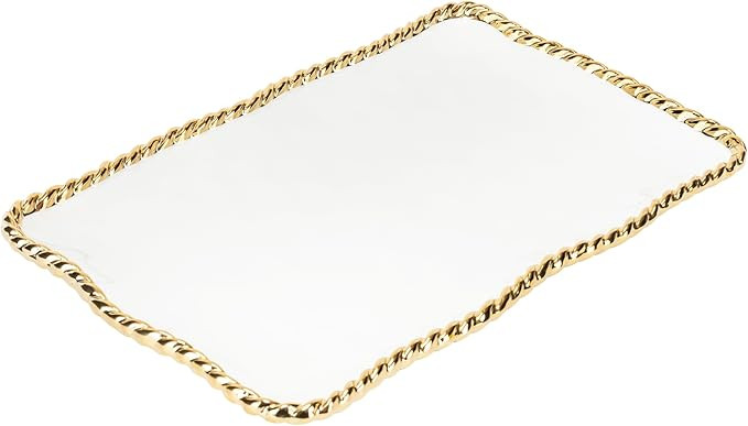 Elegance White Porcelain Platter with Gold Titanium Rope Edge, 14.25" | Amazon (US)