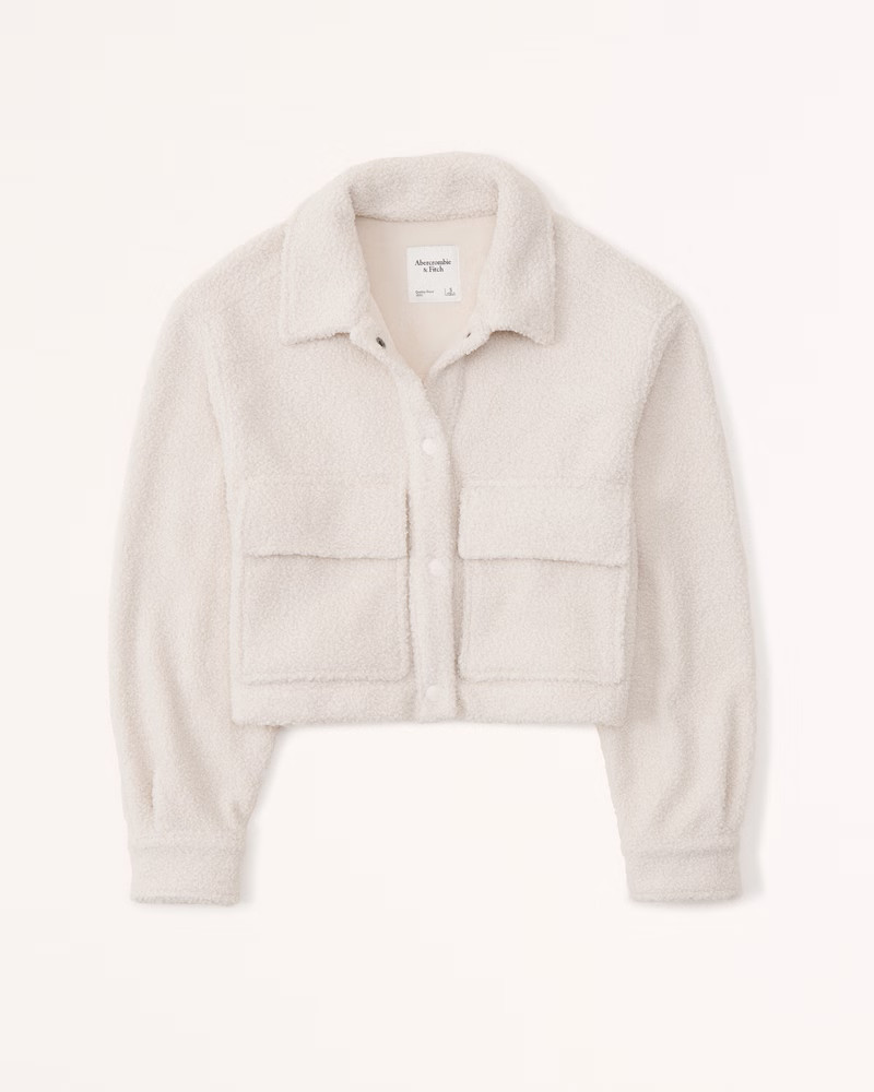 Women's Cropped Sherpa Shirt Jacket | Women's Tops | Abercrombie.com | Abercrombie & Fitch (US)