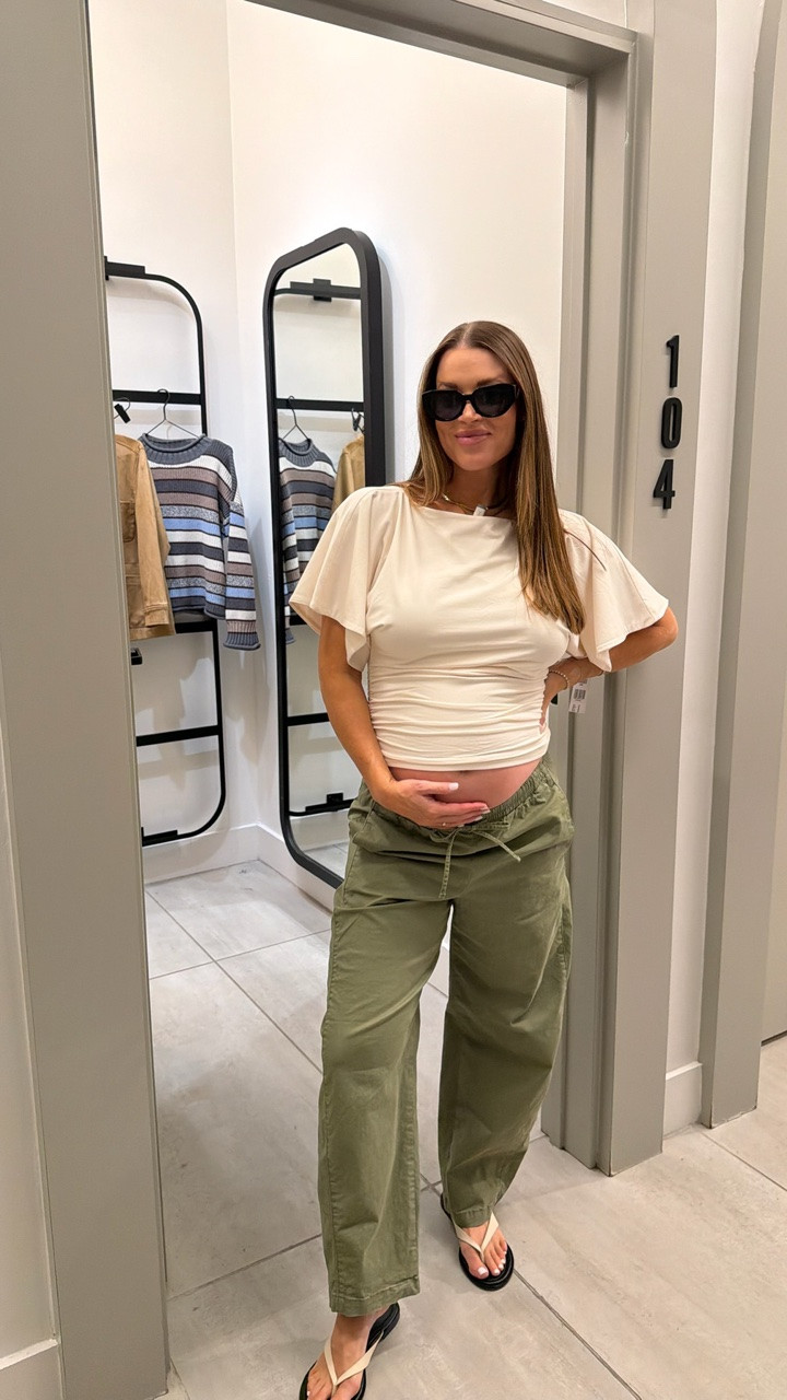 @abercrombie Bump friendly fall outfit 🍂

The prettiest flutter sleeve top paired with olive green twill barrel pull-on pants!

#LTKootd #LTKSeasonal #LTKBump
