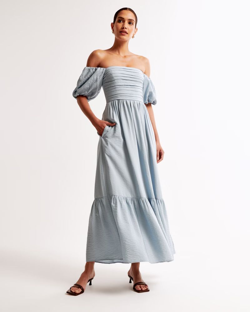 Women's The A&F Emerson Off-The-Shoulder Maxi Dress | Women's Dresses & Jumpsuits | Abercrombie.c... | Abercrombie & Fitch (US)