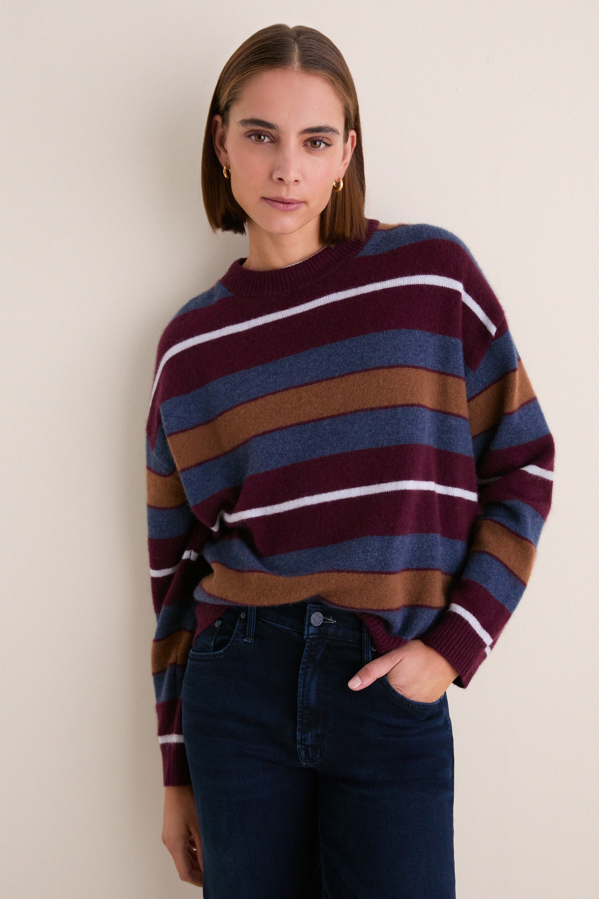 Monaco Stripe Serrano Cashmere Relaxed Crew | Tuckernuck (US)