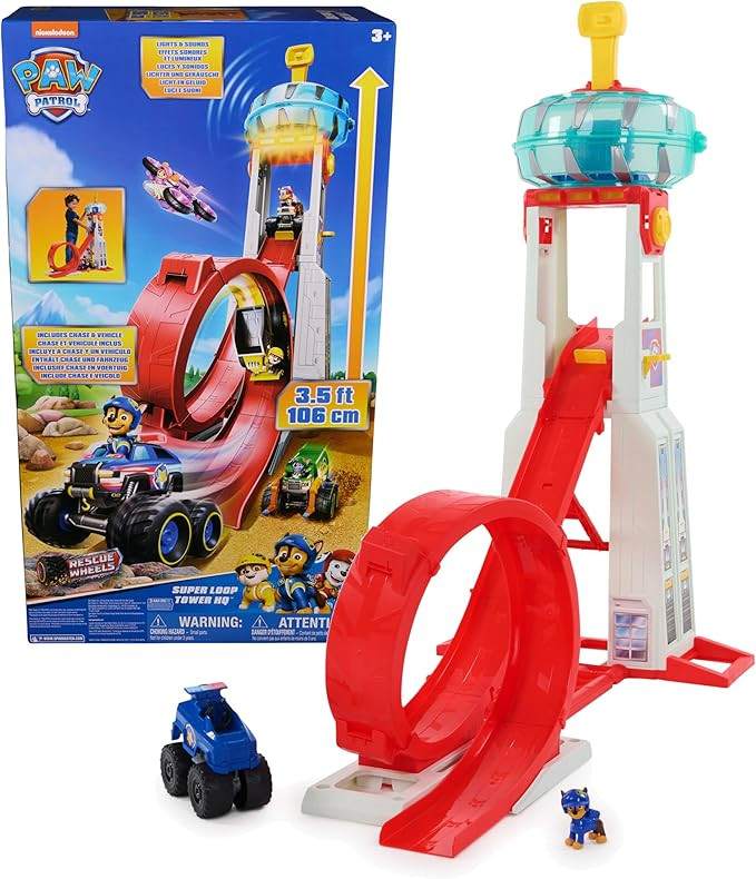 PAW Patrol: Rescue Wheels Super Loop Tower HQ, with Light, Sound, Vehicle Launcher, Chase Action ... | Amazon (US)