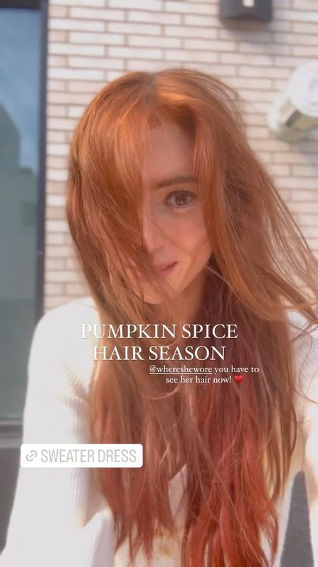 Red hair favorites 
Fall sweater dress 
Pumpkin spice hair 

#LTKSeasonal #LTKHalloween #LTKworkwear
