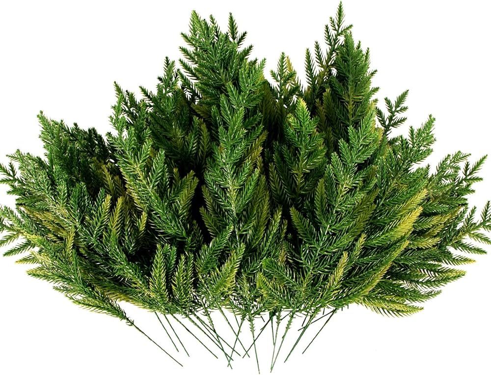 ZYP 50 PCS Christmas Artificial Pine Needles Branches Garland Artificial Green Pine Needles Branc... | Amazon (US)