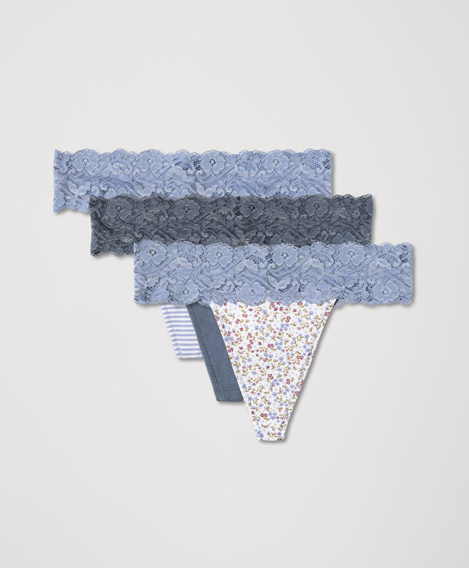 Women’s Lace Waist Thong 3-pack made with Organic Cotton | Pact | Pact Apparel