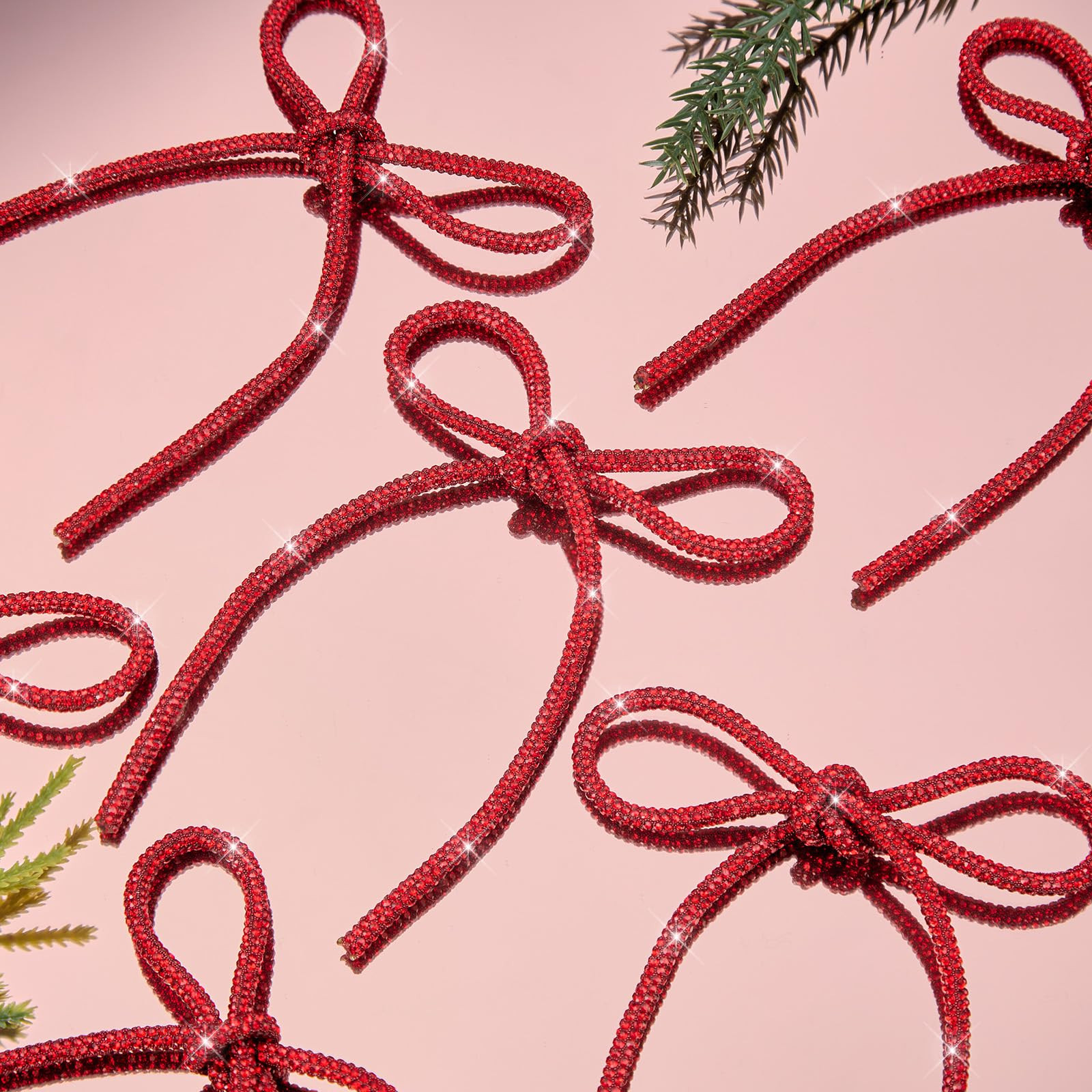 FLAIR GIFTS 6 Pcs 2025 Christmas Bows Ornaments, Champagne Gold Sparkly Glitter Rhinestone Bow Or... | Amazon (US)