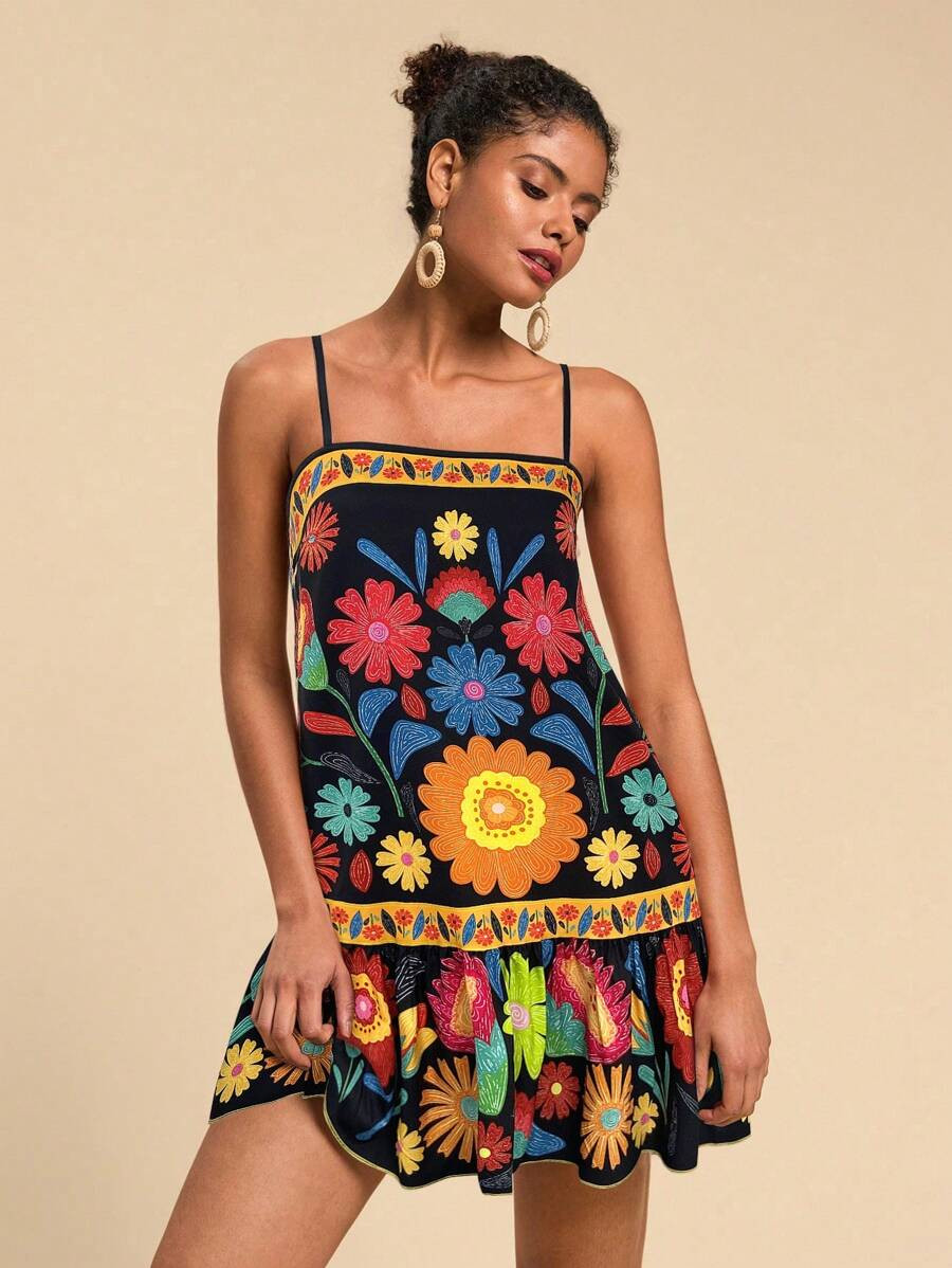 Travachic Women's Floral Ruffled Hem Spaghetti Strap Vacation Dress,Summer Dresses,Sun Dress
Spri... | SHEIN