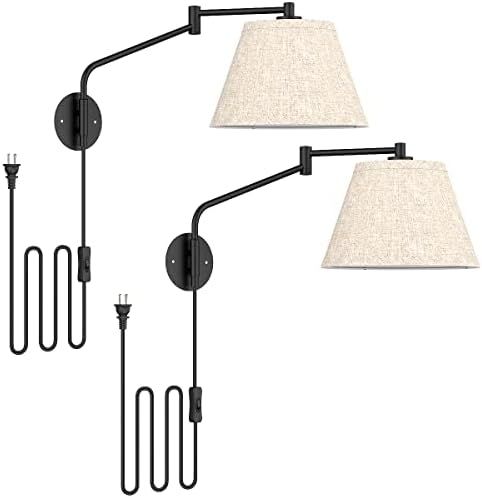 Plug in Wall Sconces Set of 2 ,Modern Plug in Swing Arm Wall Sconce Reading Light Fixture , Rotat... | Amazon (CA)