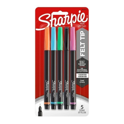 Sharpie 5pk Felt Marker Pens 0.4mm Fine Tip Multicolored: Quick Drying, Fade & Water-Resistant, Porous Point, 5 Colors | Target