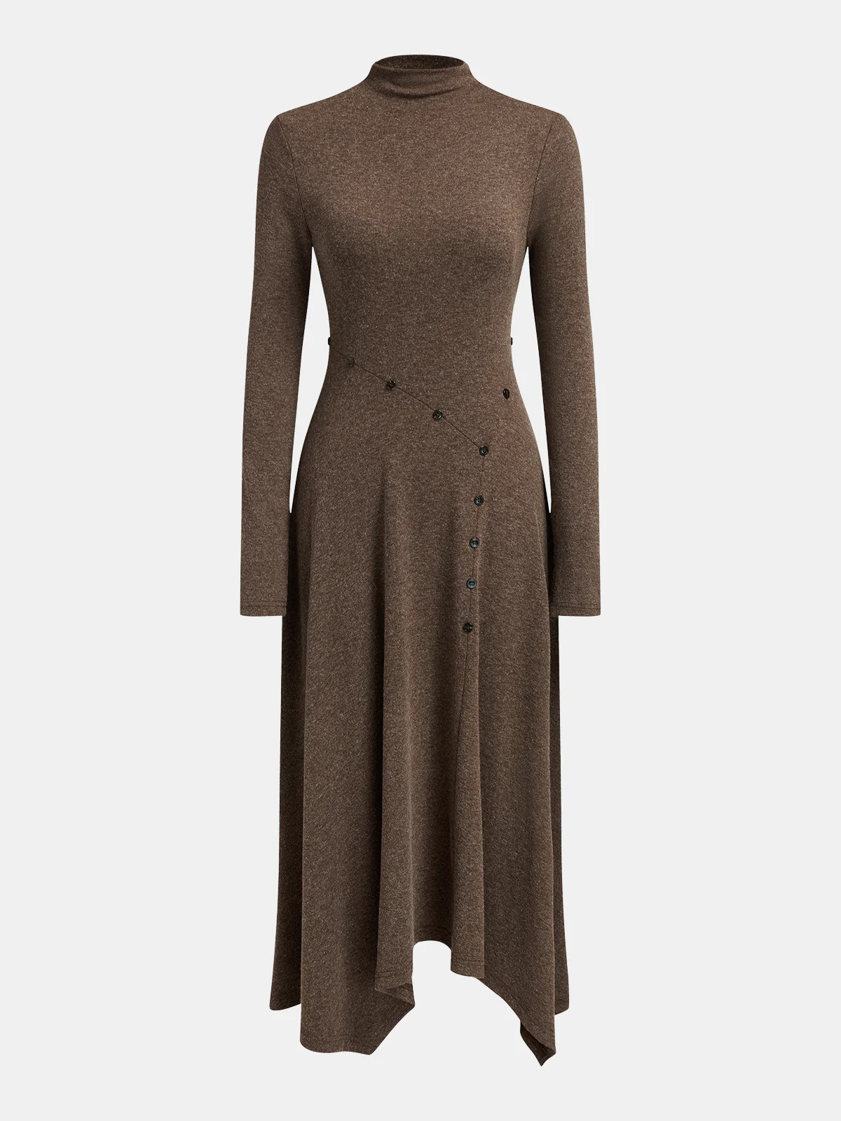 Asymmetric Button-Detail Dress | Commense