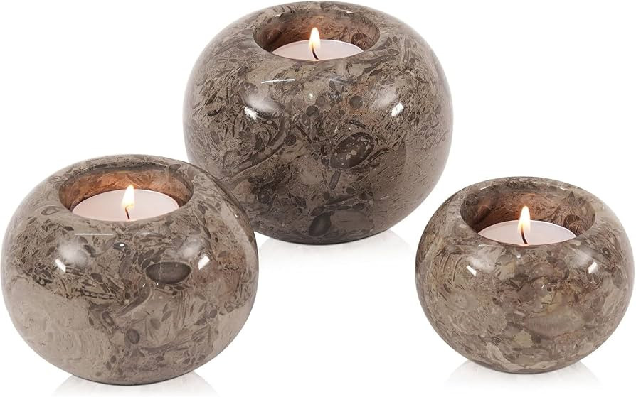 Radicaln Marble Tealight Candle Holder 4" Inch Oceanic Handmade Set of 3 Mini Candle Holders for ... | Amazon (US)
