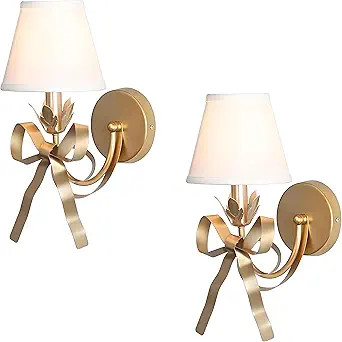 Bedside Wall Mount Light, Modern Wall Sconce Lights Fabric Shade Creative Bow Wall Lamps Perfect ... | Amazon (US)