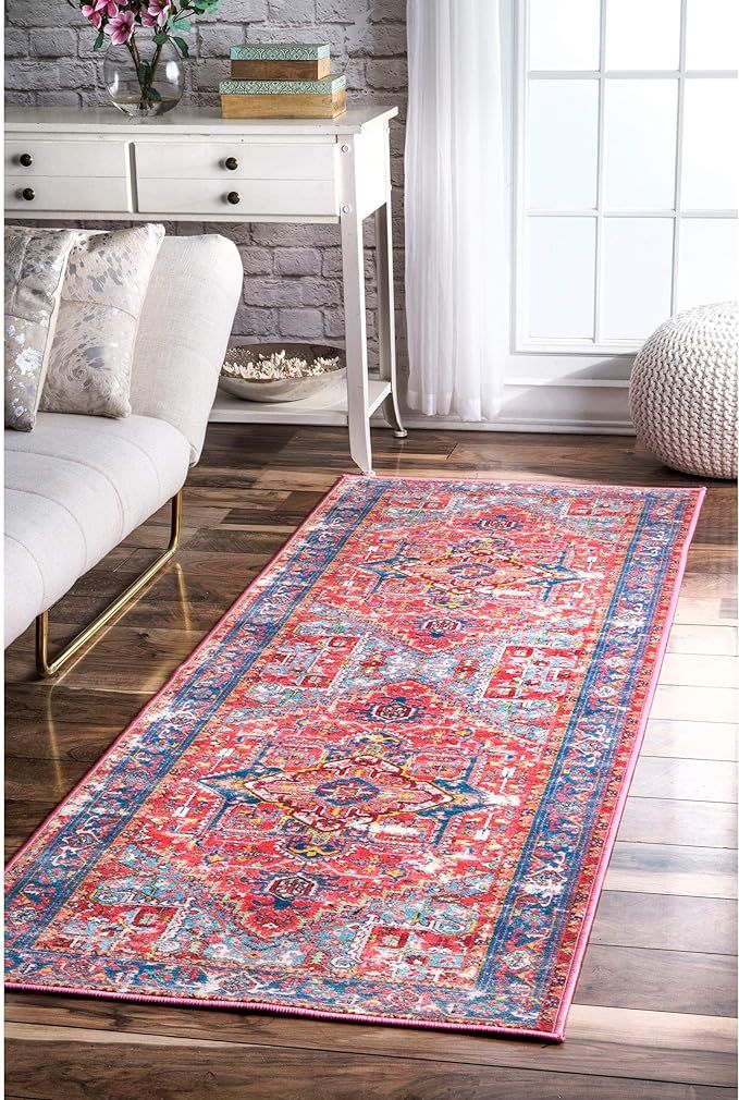 nuLOOM Florence Vintage Persian Runner Rug, 2' 8" x 8', Red | Amazon (US)