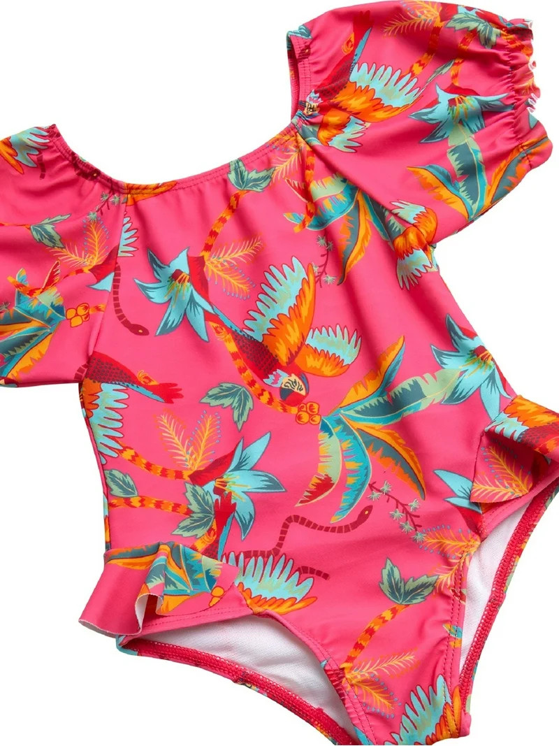 Jessica Simpson Toddler Girl Rash Guard Swimsuit with Headband, Sizes 12M-24M | Walmart (US)