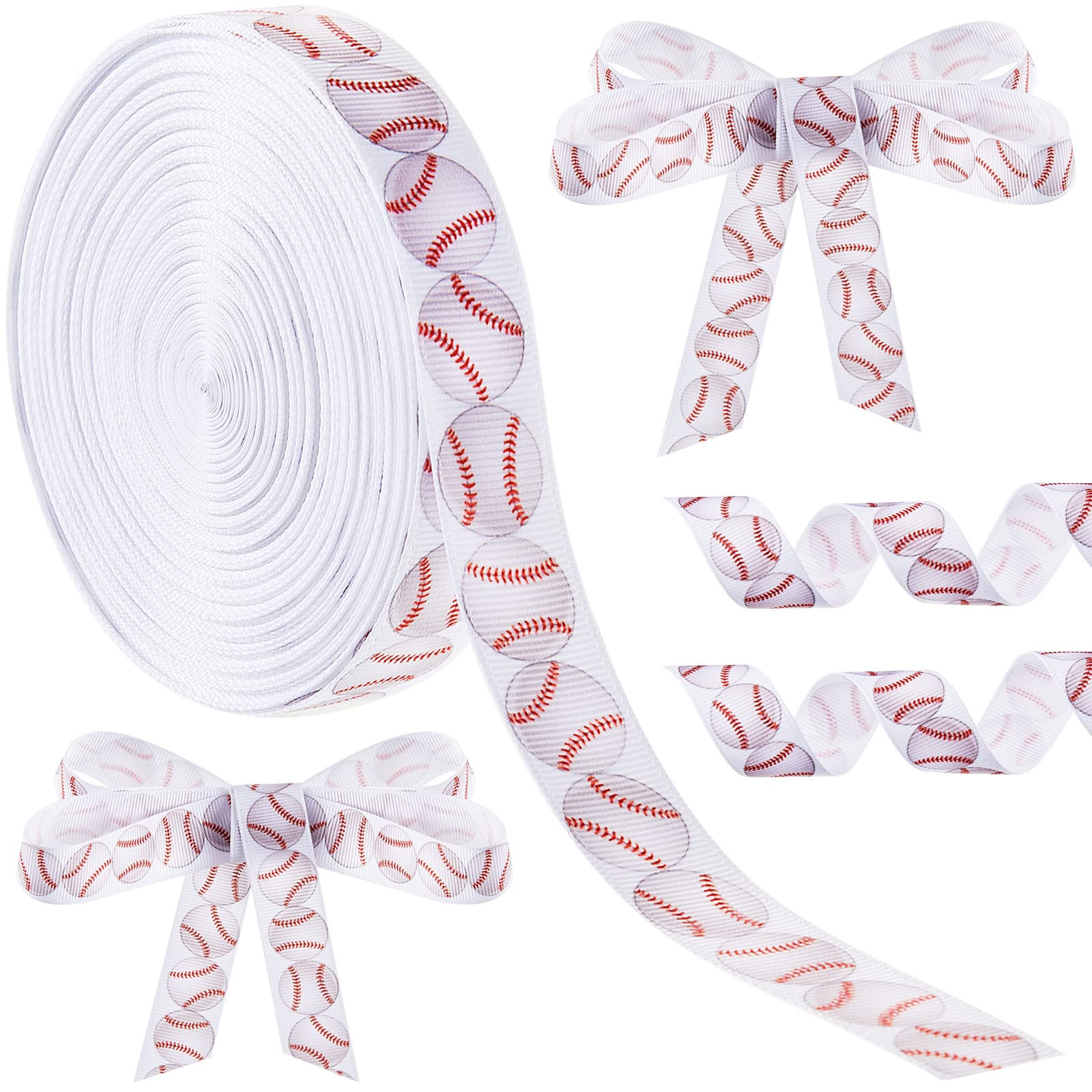 Baseball Ribbon Grosgrain Baseball Craft Sports Ball Ribbon for Team Hair Bow Wreath Sport Lanyar... | Amazon (US)