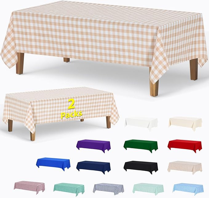 ABCCANOPY 2 Pack Rectangle Polyester Tablecloth 54 x 108 Inch Checkered Indoor Outdoor Stain-Resi... | Amazon (US)