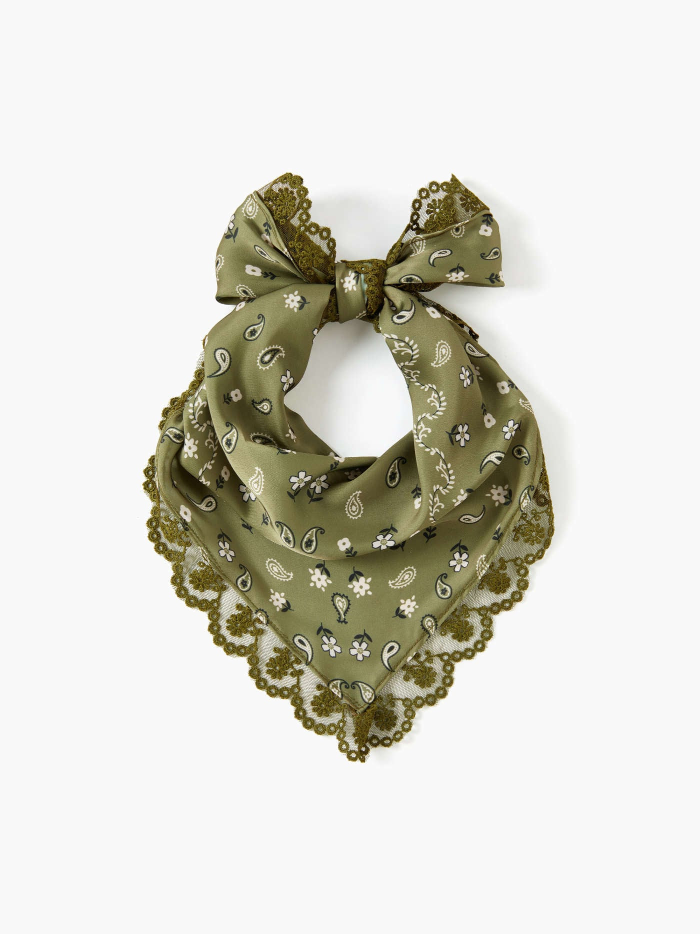 PAISLEY LACE TRIM TRIANGLE HEADSCARF For Picnic Vacation | Cider
