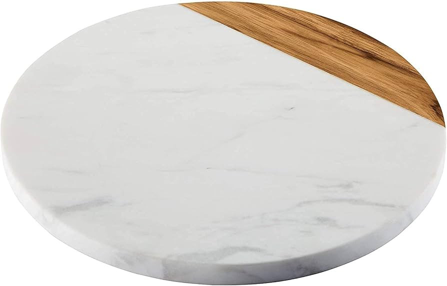 White Marble Board - Cheese Board | Acacia Wooden Serving Tray for Charcuterie, Cheese, Meats, Fr... | Amazon (US)