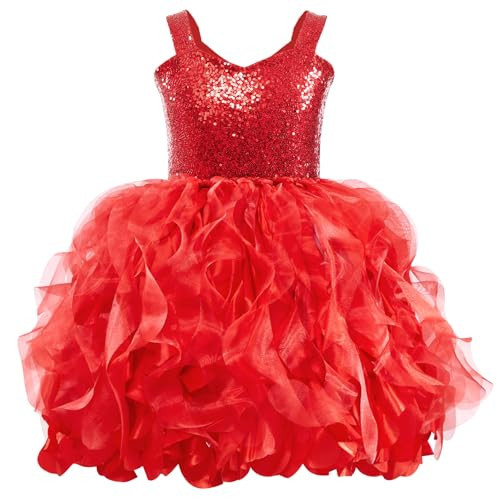 Girls Red Christmas Tutu Dress for Kids Birthday Party Sparkly Sequin Tulle Fairy Princess Dress for Baby Girls Prom Sneaker Ball Gown Graduation Dance Halloween Outfit 6T | Amazon (US)